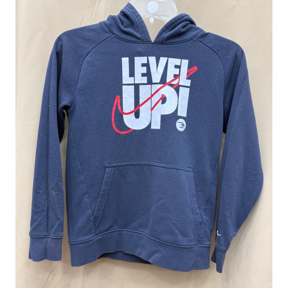 3 Brand Russel Wilson Nike Boys Navy Blue‎ Level Up Hoodie Sweatshirt M 10-12